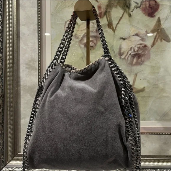 Stella McCartney Falabella Gray Vegan Suede Chain Crossbody Bag - Picture 2 of 14